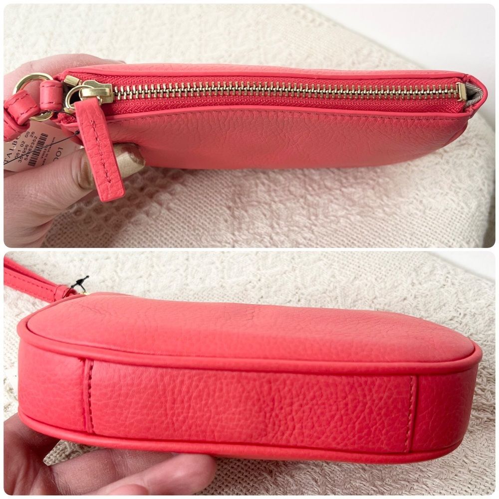 Talbots Coral Red Pebbled Leather Wristlet Clutch Handbag NWT - Picture 5 of 9